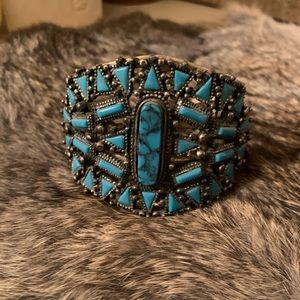 Turquoise and Silver Geometric Bracelet